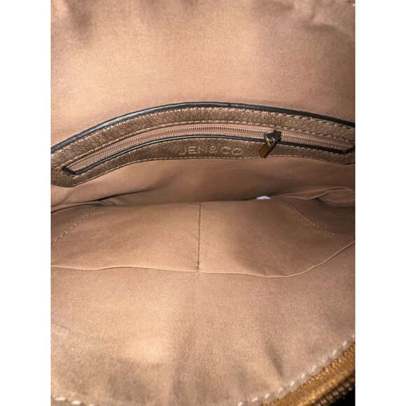 Jen & Co. Brown Faux Leather Shoulder Bag With Zipper Accents - Picture 6 of 11